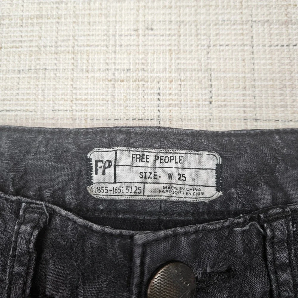 Free People Jeans Black Textured Jacquard Skinny Pants Size 25‎